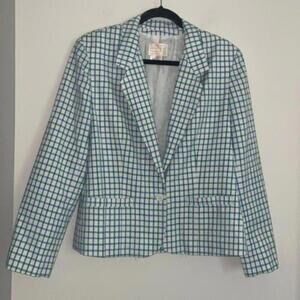 Vintage Country Sophisticates Blue and Green Plaid Old Money Blazer Sporty
